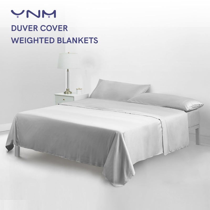 YnM Cooling Duvet Cover for Weighted Blankets (41''x60'') - Light Grey Print - Image 2